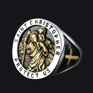 Flash Sale St. Christopher Stainless Steel Ring for Men