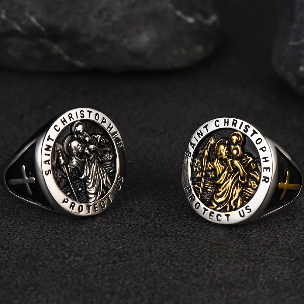 Flash Sale St. Christopher Stainless Steel Ring for Men