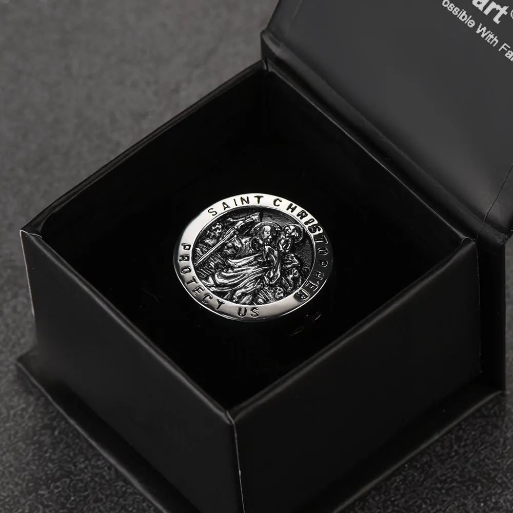 Flash Sale St. Christopher Stainless Steel Ring for Men