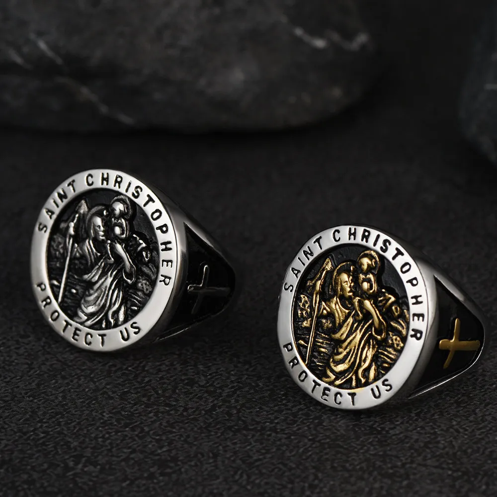 Flash Sale St. Christopher Stainless Steel Ring for Men