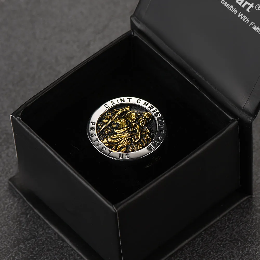 Flash Sale St. Christopher Stainless Steel Ring for Men