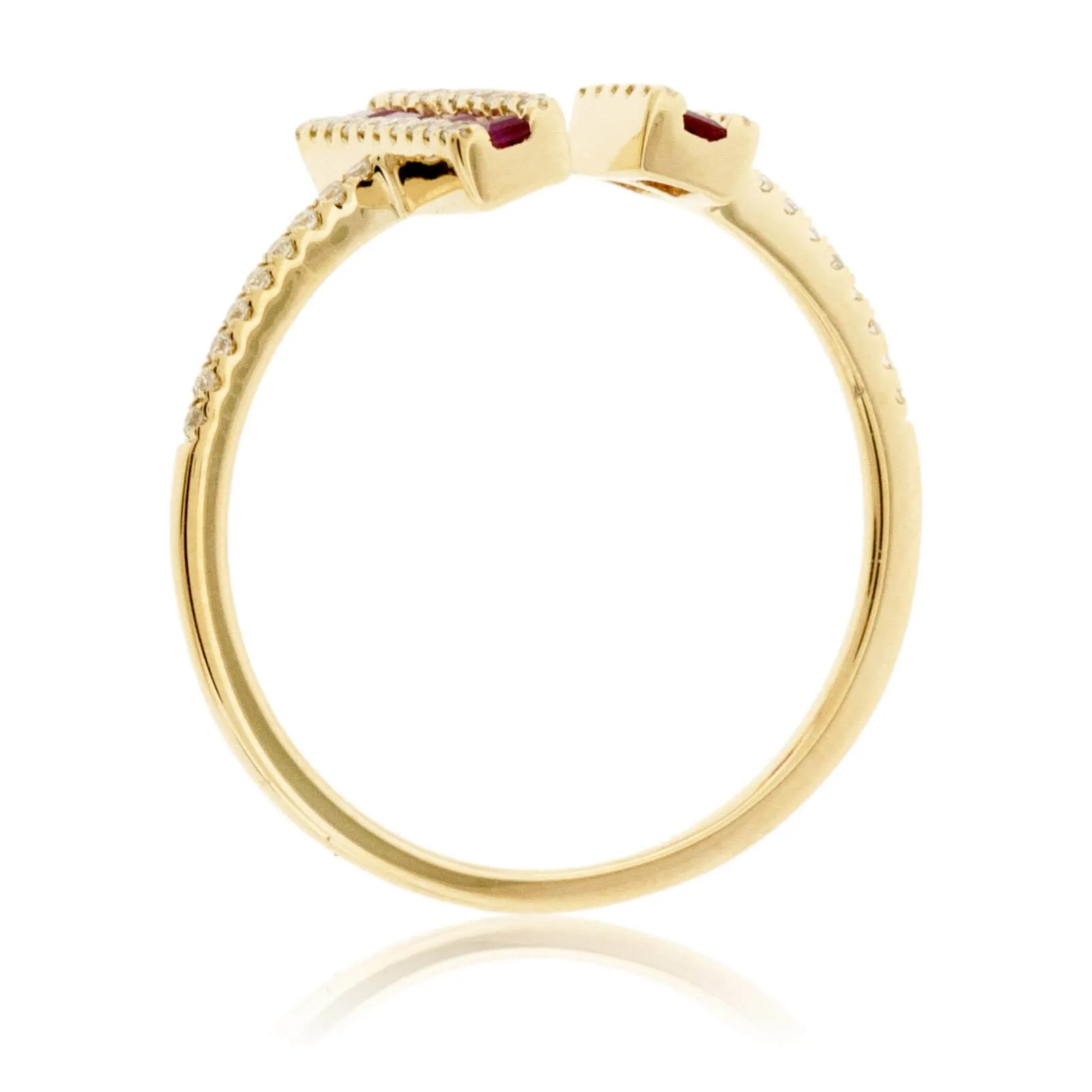 Gap Bar Style Baguette Ruby and Diamond Ring