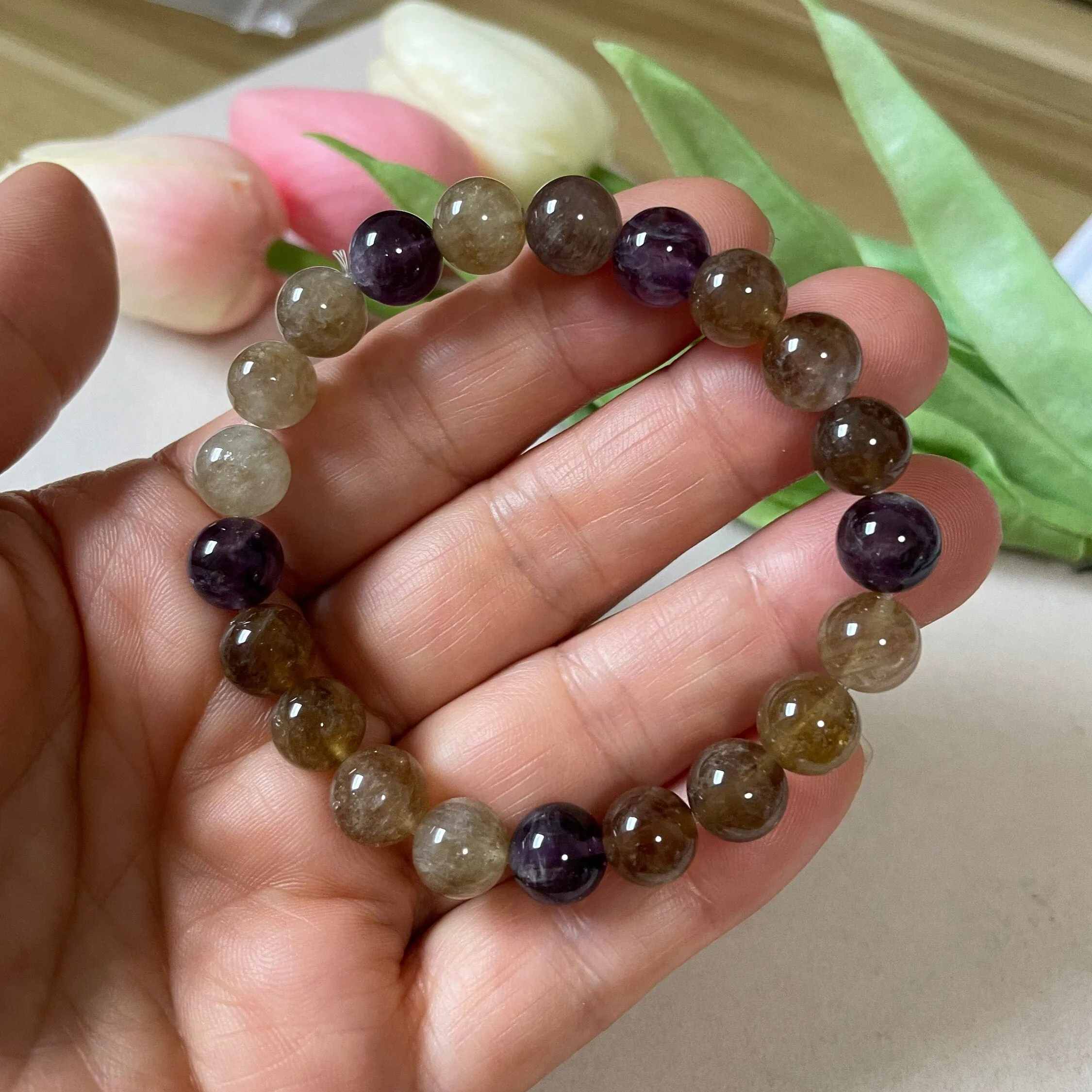 Genuine Auralite 9mm Natural Crystal Bracelet | Natural Stone Bead Bracelet | Healing Crystal Bracelet