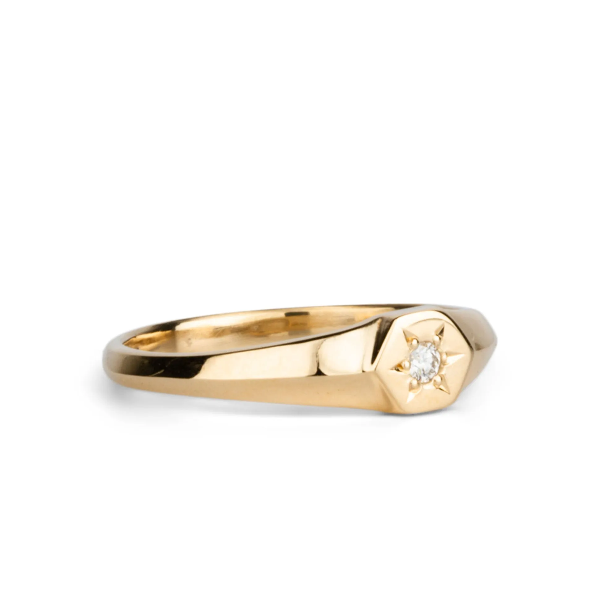 Gold & Diamond Star Astra Signet Ring