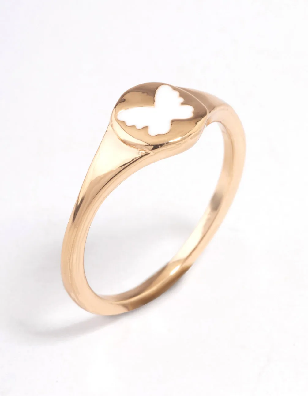 Gold Butterfly Signet Ring