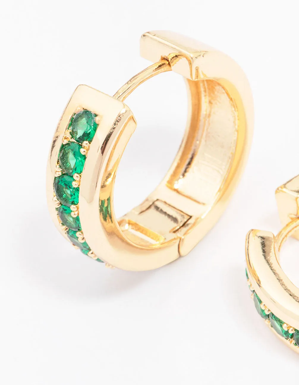 Gold Plated Cubic Zirconia Encased Huggie Hoop Earrings