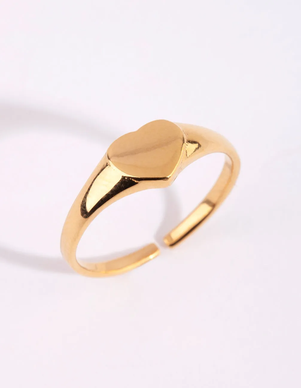 Gold Plated Sterling Silver Heart Signet Ring