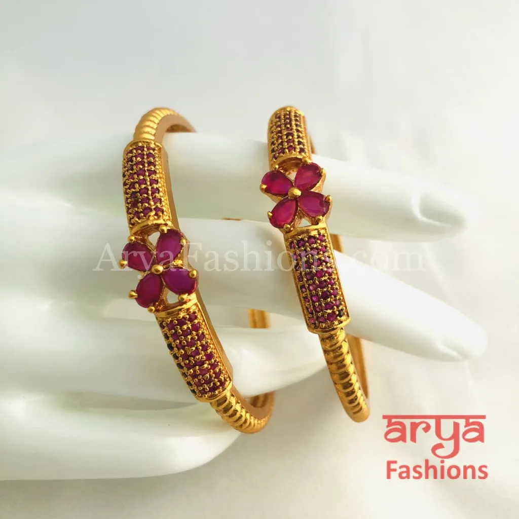 Golden Ruby Handcrafted Kada Bangles