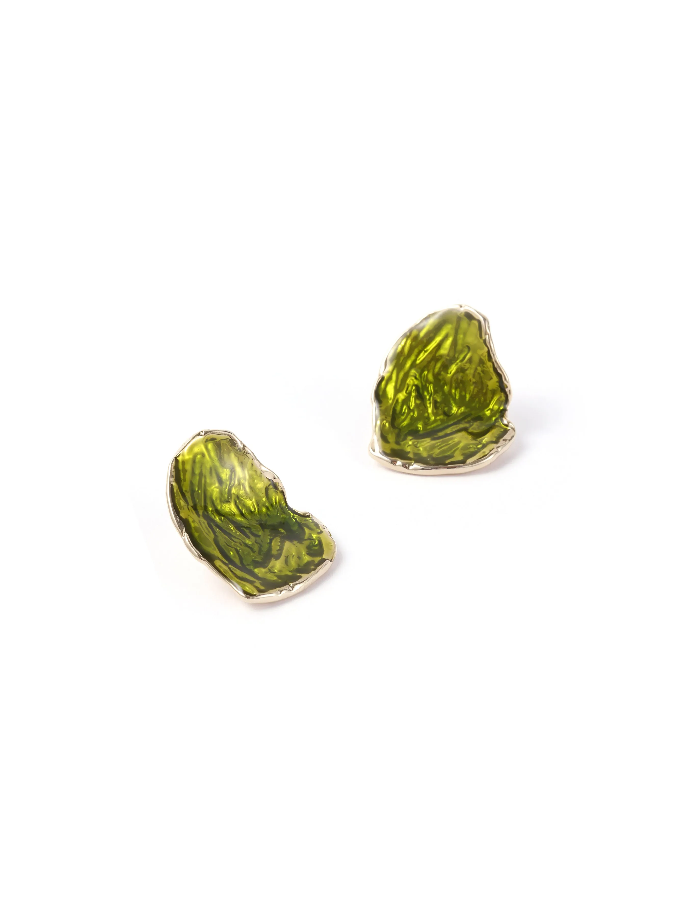 Green Emerald Cut Stud Earrings