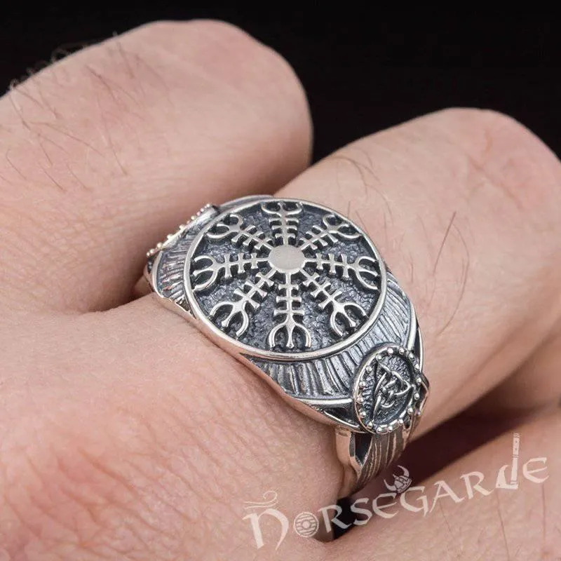 Handcrafted Helm of Awe Druid Signet Ring - Sterling Silver