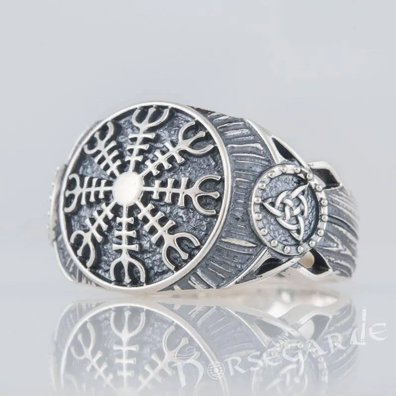 Handcrafted Helm of Awe Druid Signet Ring - Sterling Silver