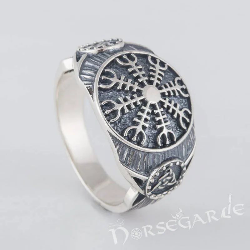 Handcrafted Helm of Awe Druid Signet Ring - Sterling Silver