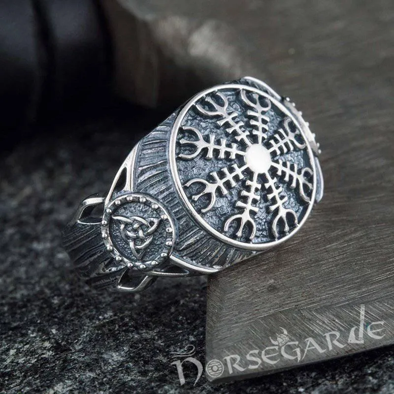 Handcrafted Helm of Awe Druid Signet Ring - Sterling Silver