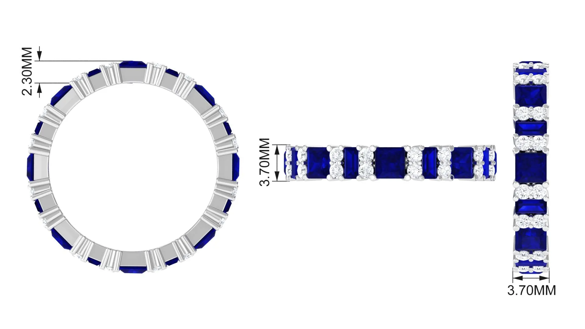 Lab-Created Blue Sapphire and Diamond Classic Eternity Band Ring