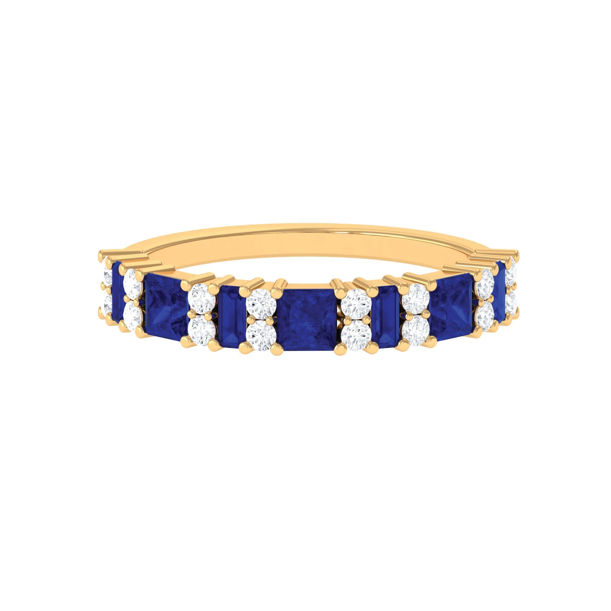 Lab-Created Blue Sapphire and Diamond Classic Eternity Band Ring