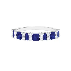 Lab-Created Blue Sapphire and Diamond Classic Eternity Band Ring