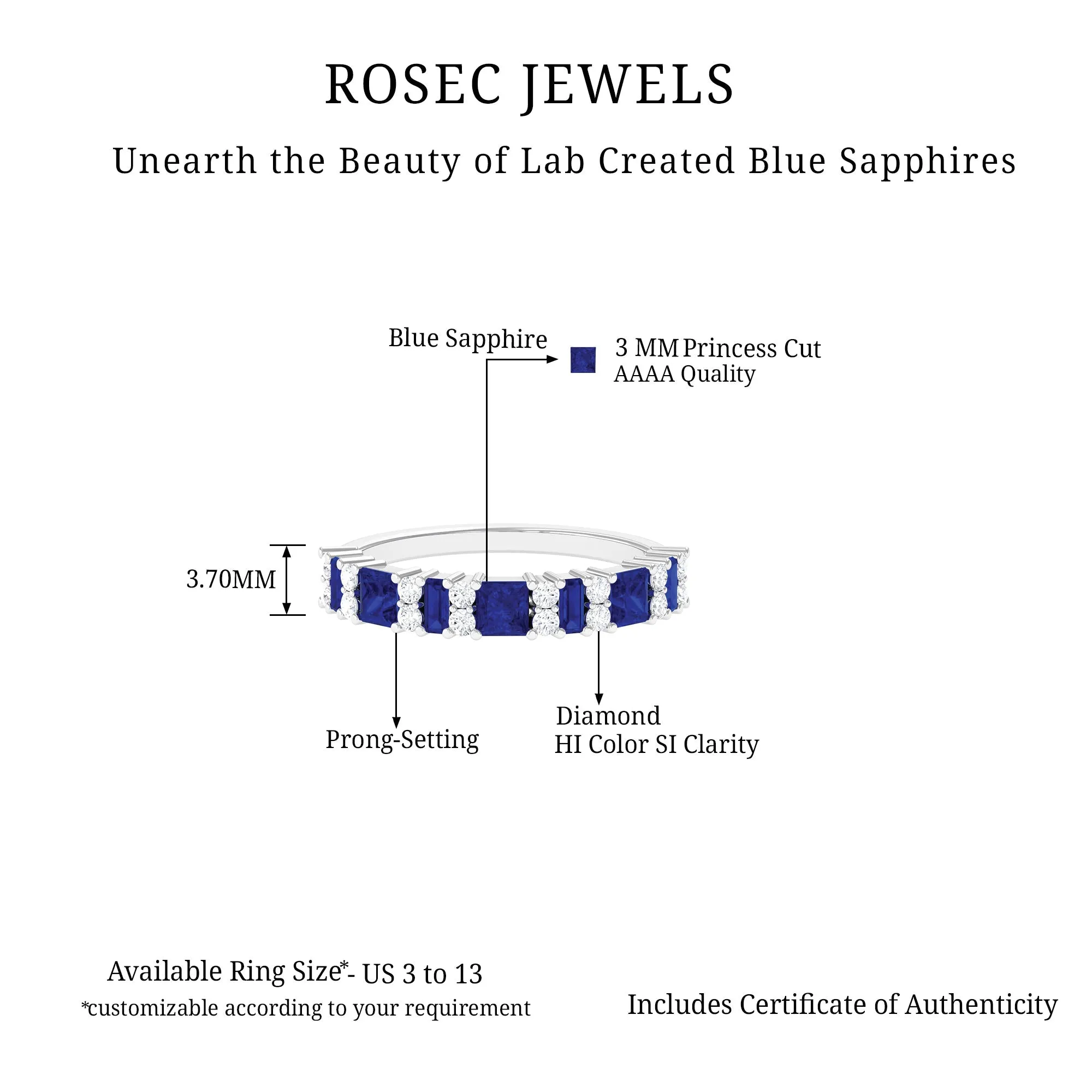 Lab-Created Blue Sapphire and Diamond Classic Eternity Band Ring