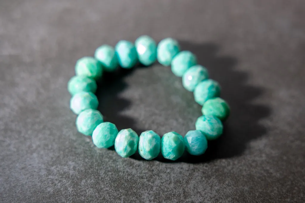 Luxury Faceted Peruvian Amazonite Natural Gemstone Bracelet