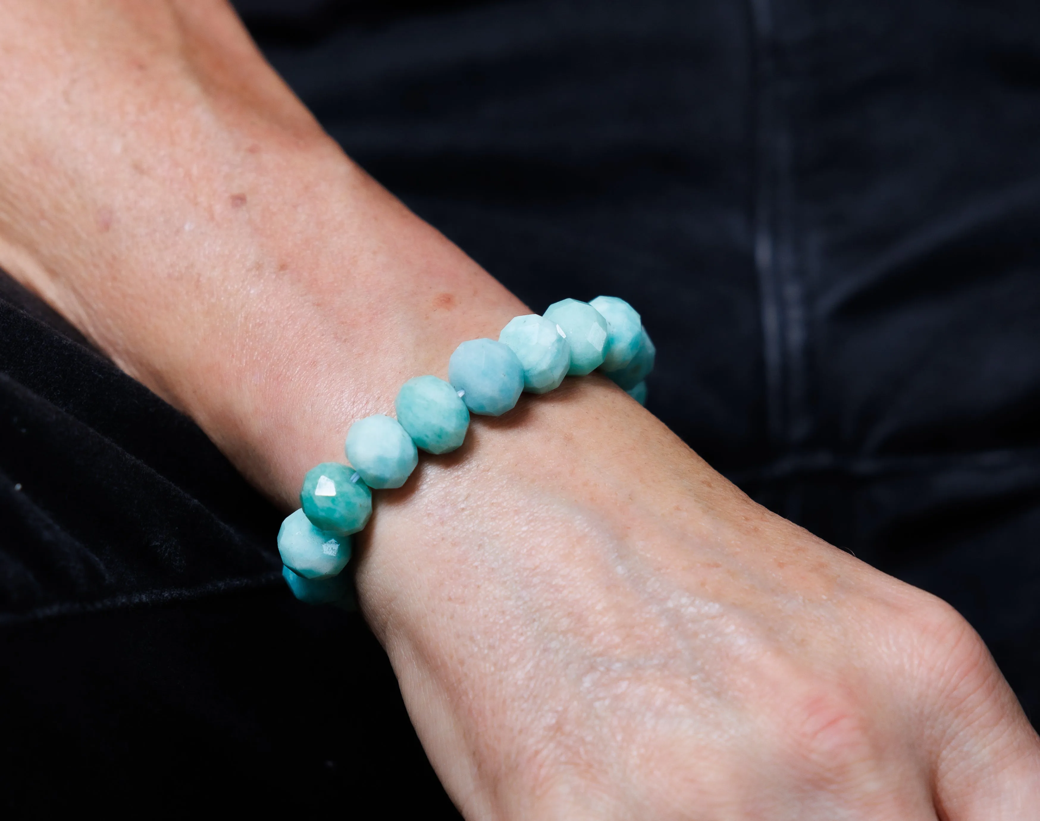 Luxury Faceted Peruvian Amazonite Natural Gemstone Bracelet