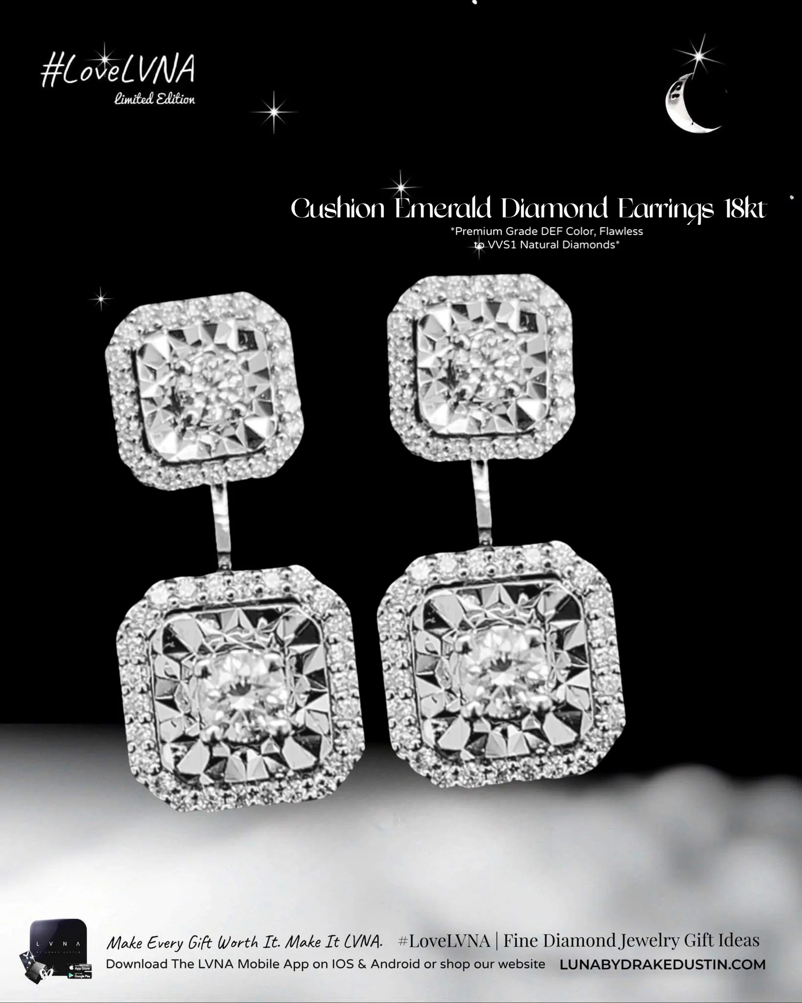 #LVNA2024 | Cushion Emerald Diamond Earrings 18kt