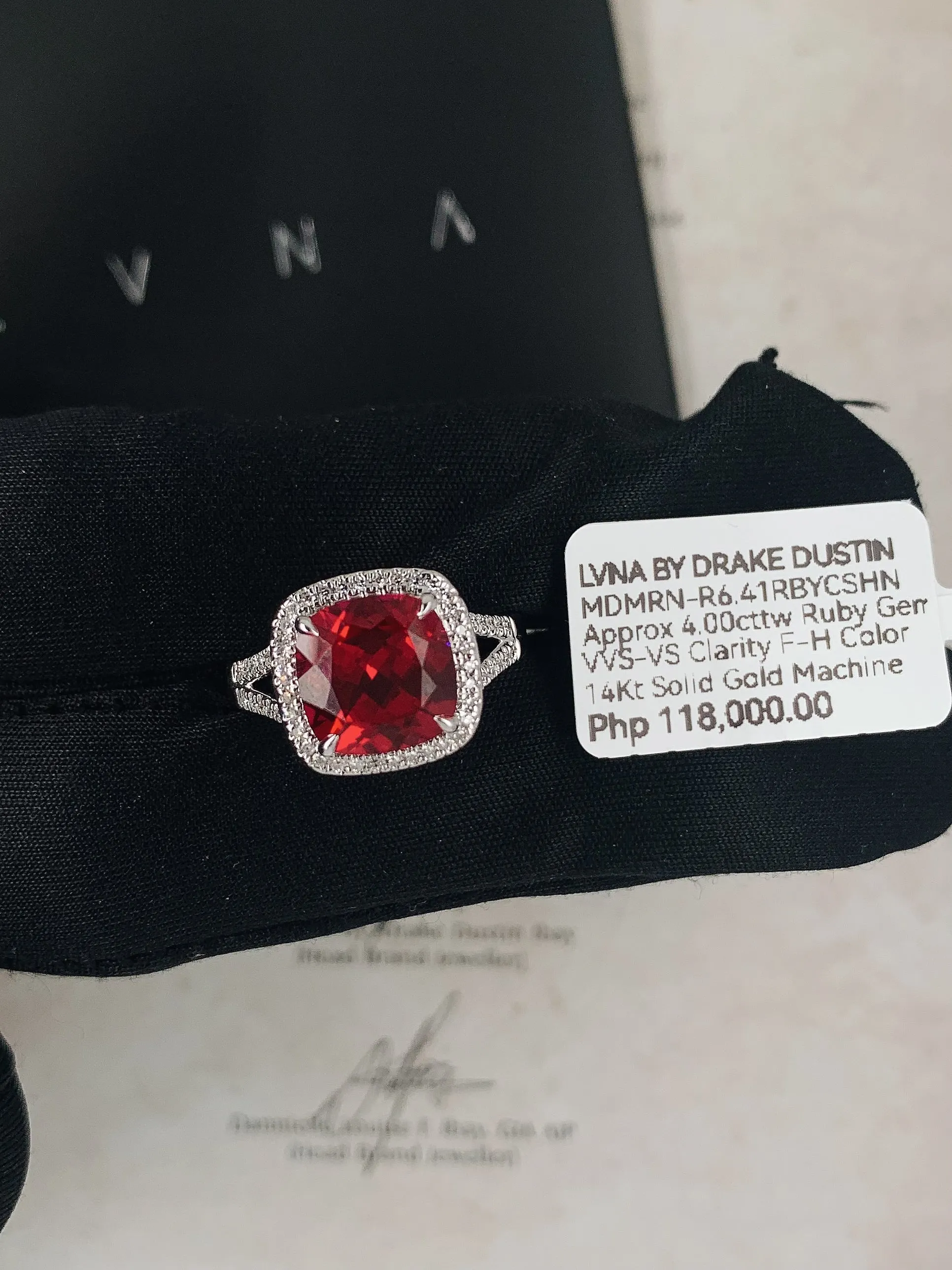 #LVNA2024 |  Cushion Red Ruby Gemstones Diamond Ring 14kt