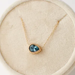 Mabel Necklace - Pear Shaped Teal Montana Sapphire