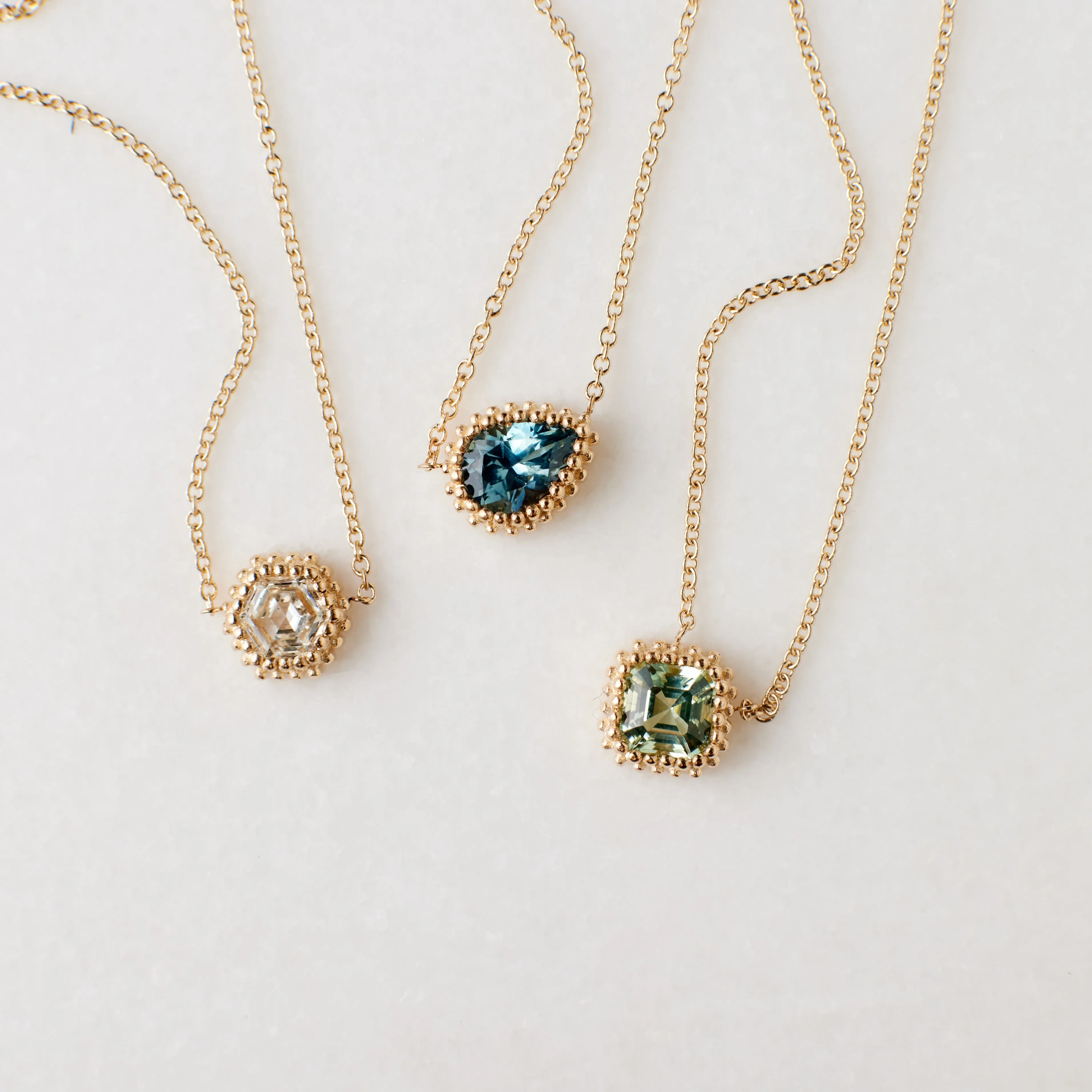 Mabel Necklace - Pear Shaped Teal Montana Sapphire