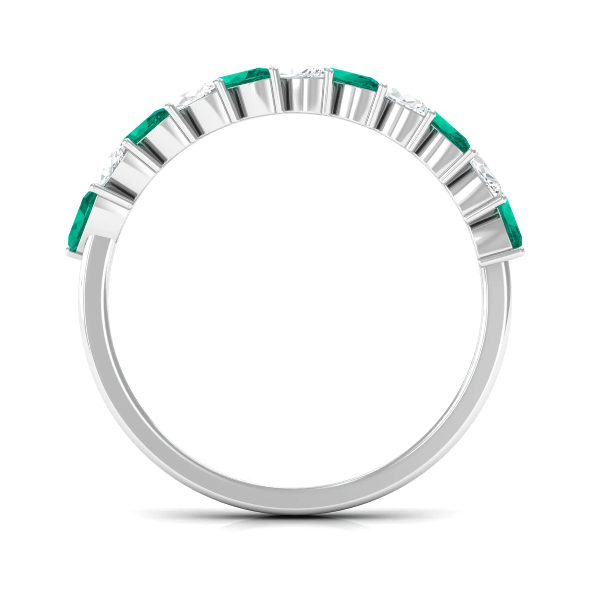 Marquise Emerald and Diamond Tilted Half Eternity Ring