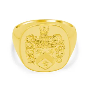 Men's Square Signet Ring - Large - Hand Engraved Family Crest / Logo