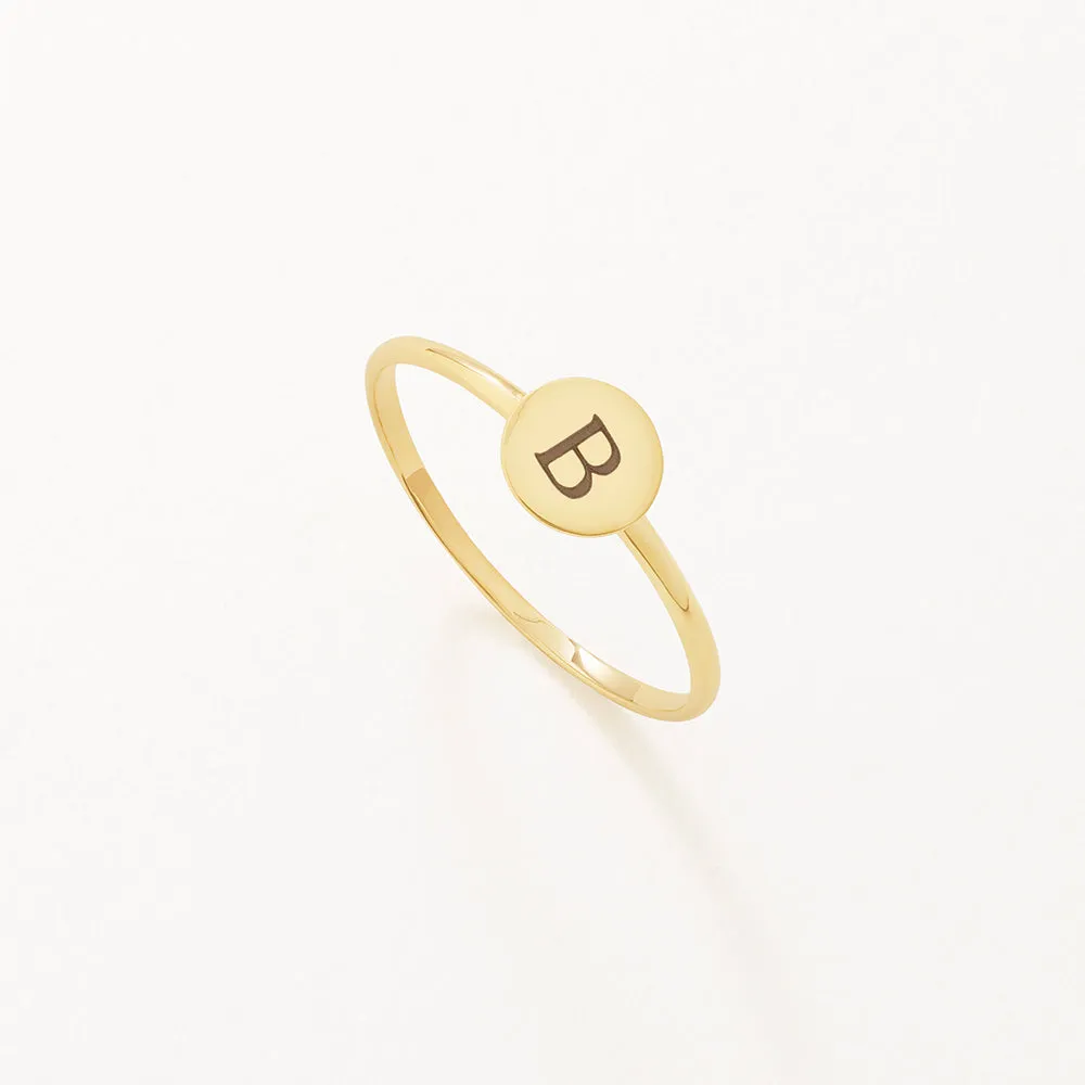 Mini Engravable Disc Ring in 10k Gold