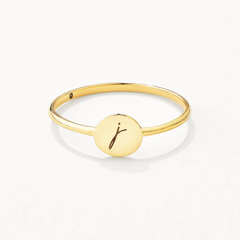 Mini Engravable Disc Ring in 10k Gold