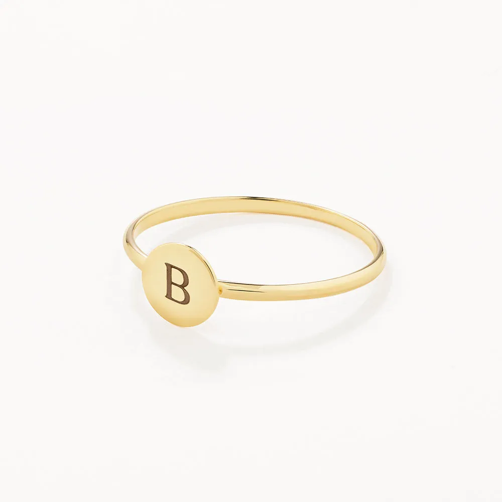 Mini Engravable Disc Ring in 10k Gold