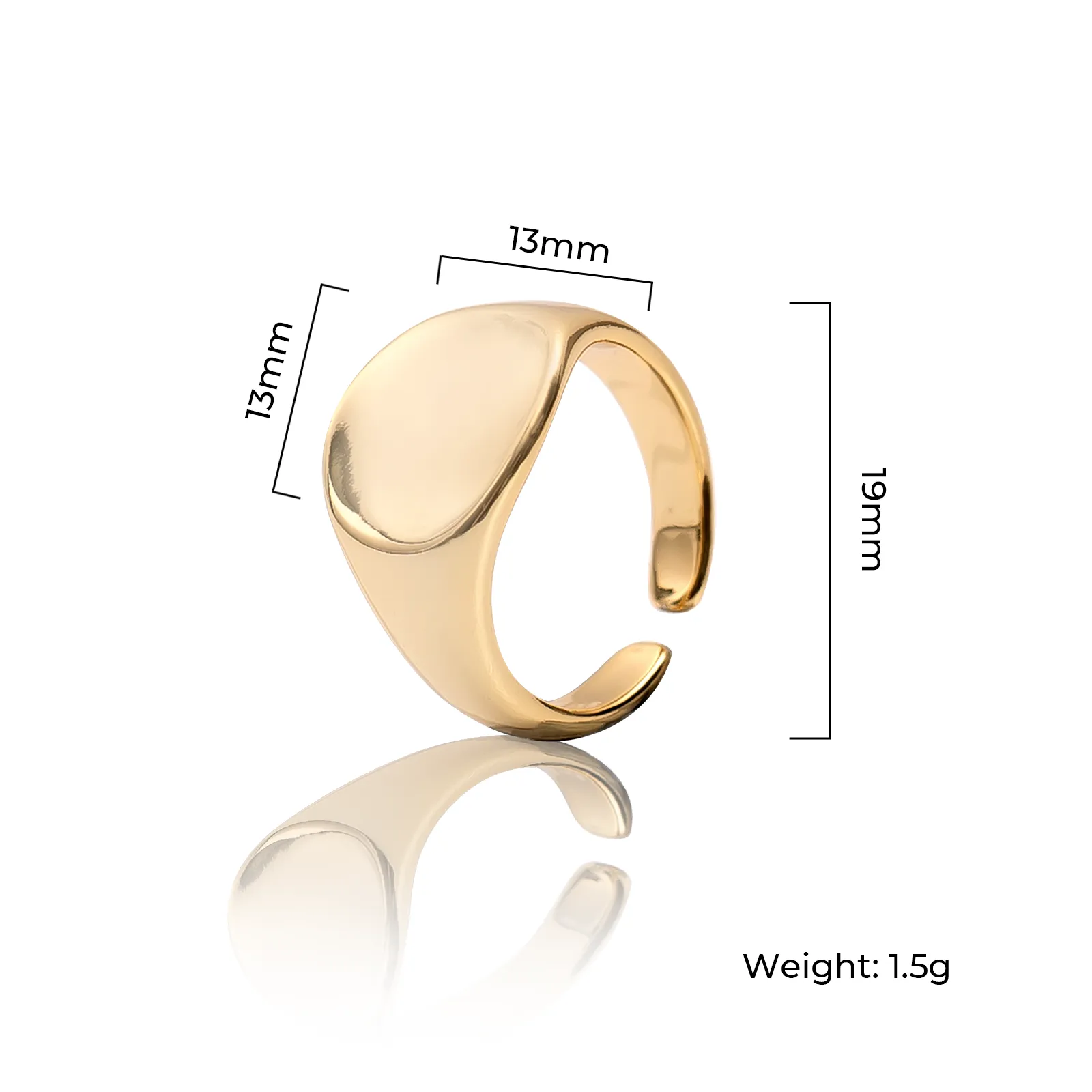 Open Adjustable Signet Ring (6pcs)