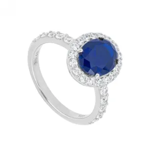 Oval Blue Sapphire Zirconia Pave Surround Ring