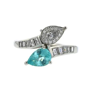 Paraiba Tourmaline Diamond Bypass Ring