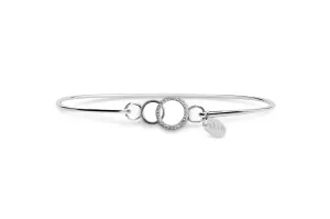 Pave Icon Bracelet Dainty Double Circle Silver