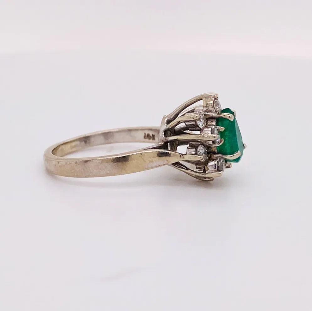 Pear Emerald Halo Ring