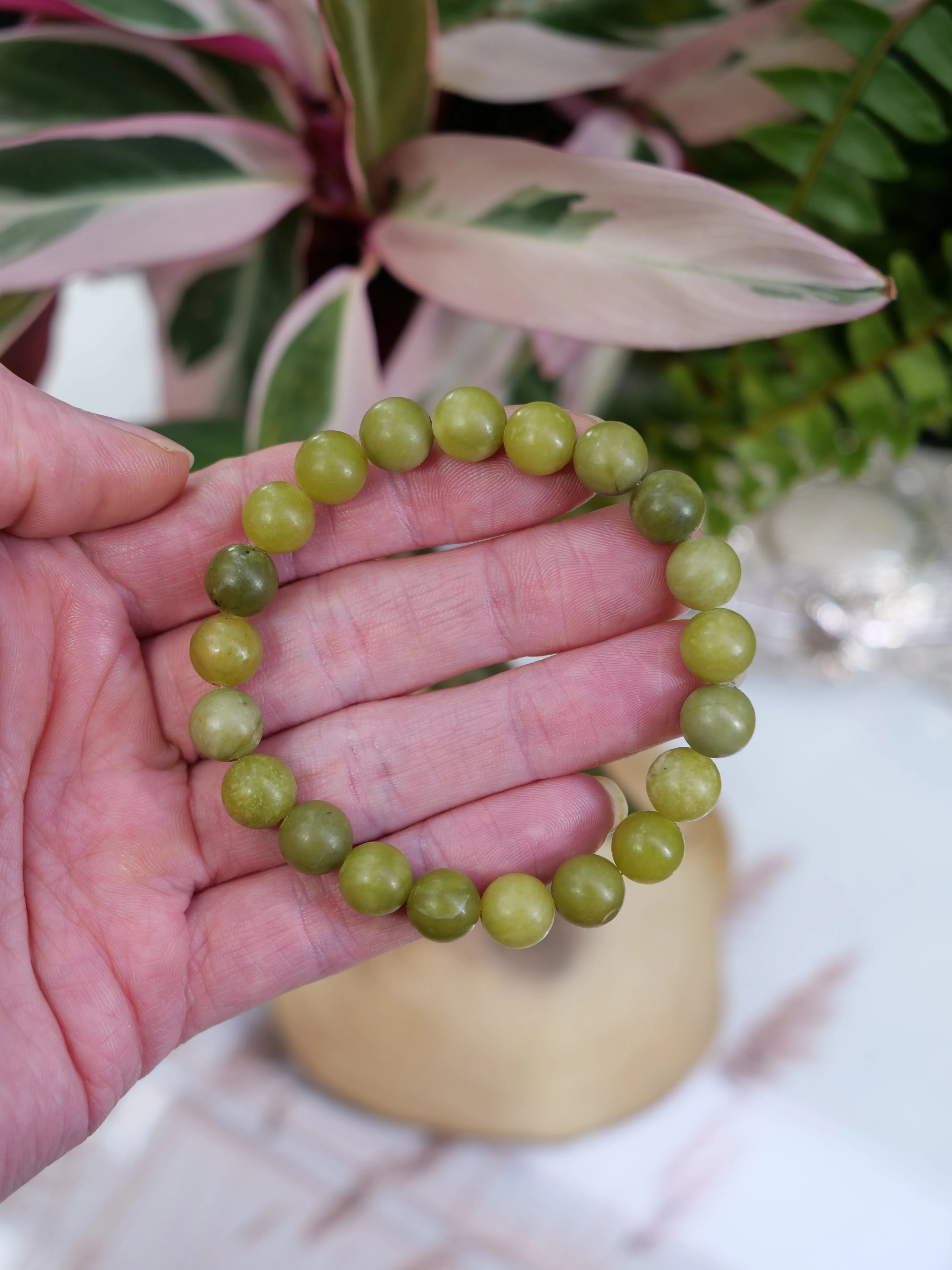 Peridot 8mm Beaded Natural Gemstone Elastic Bracelet, Genuine Top Grade Gift Jewelry, Men Women Fashion Crystal Energy Jewellery