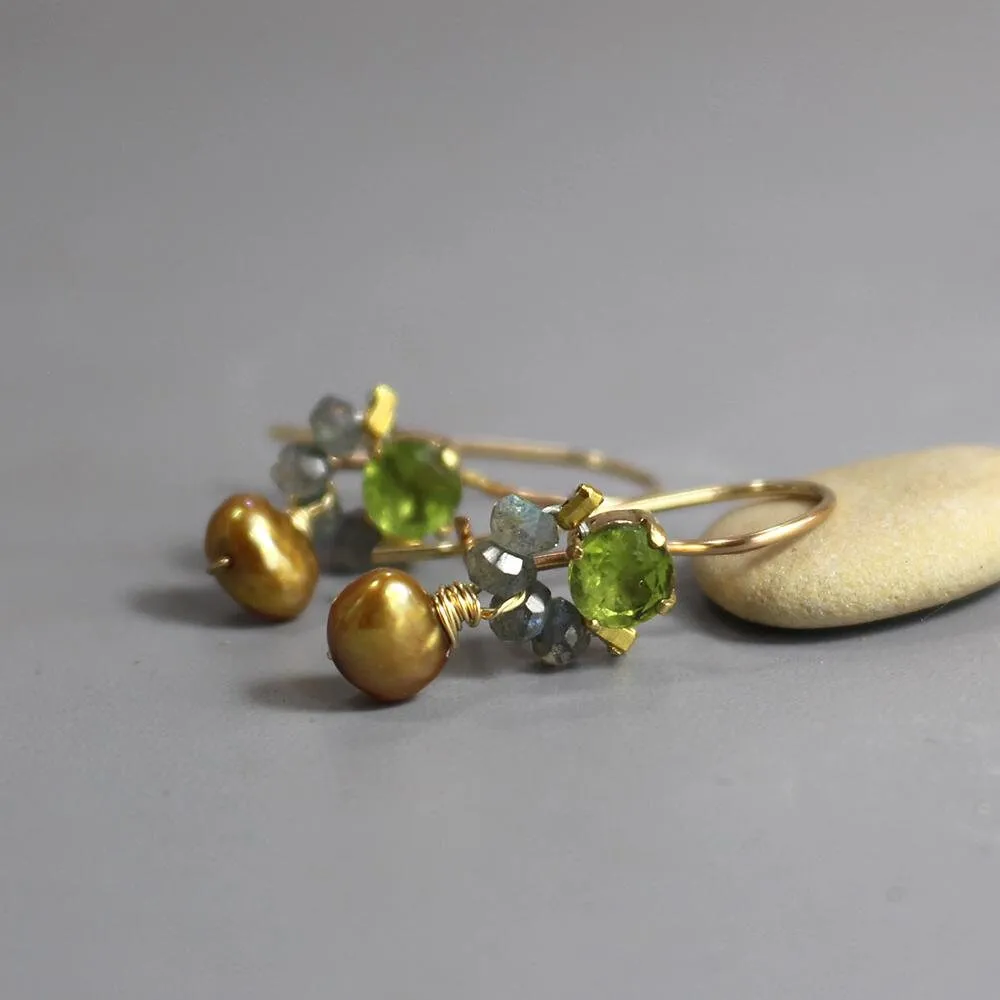 Peridot Golden Pearl Petite Dancer Earrings