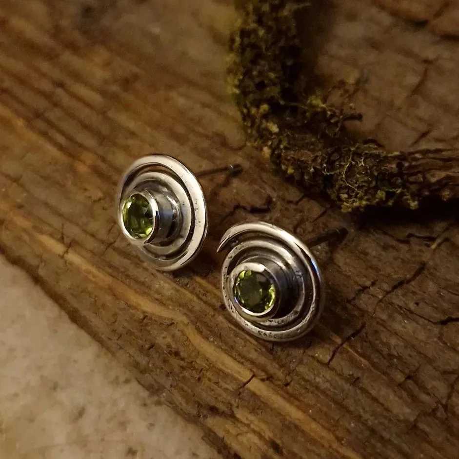 Peridot Sun Seeker Spiral Stud Earrings