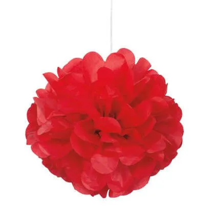 Puff Tissue Decoration 9" Ruby Red - 3 count