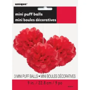 Puff Tissue Decoration 9" Ruby Red - 3 count