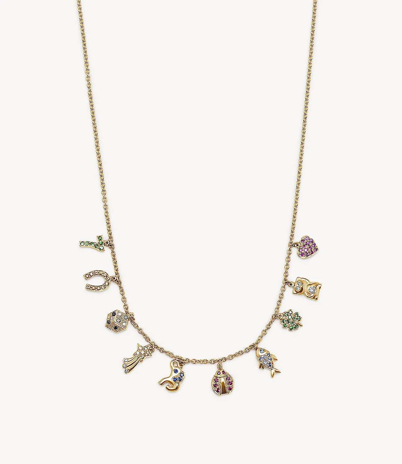 Rainbow Sapphire All The Luck Charm Necklace