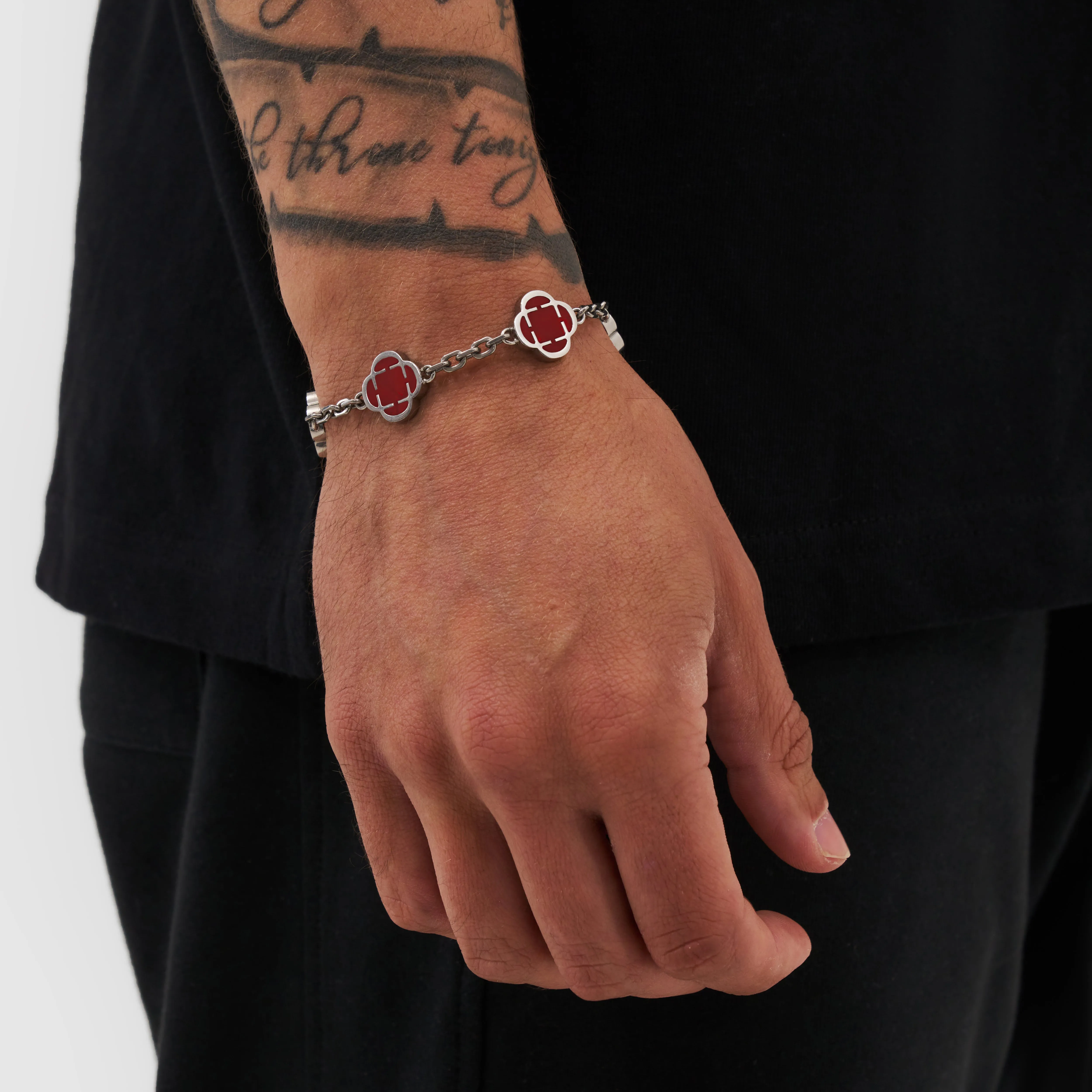 Red Clover Stone Bracelet (Silver)