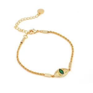 Rope Chain Evil Eye Bracelet - Yellow Gold