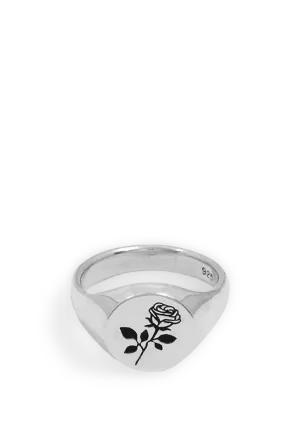 Rose Signet Ring in Sterling Silver