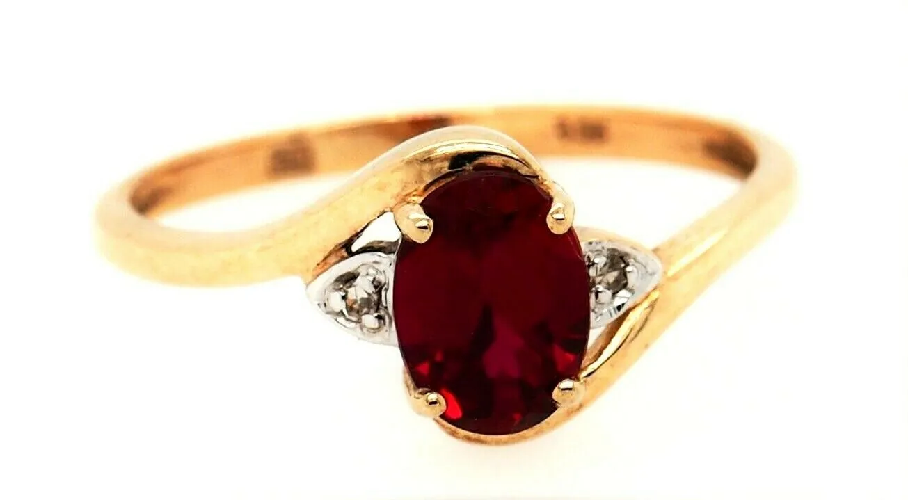 Ruby & Diamond 9ct Yellow Gold Ring