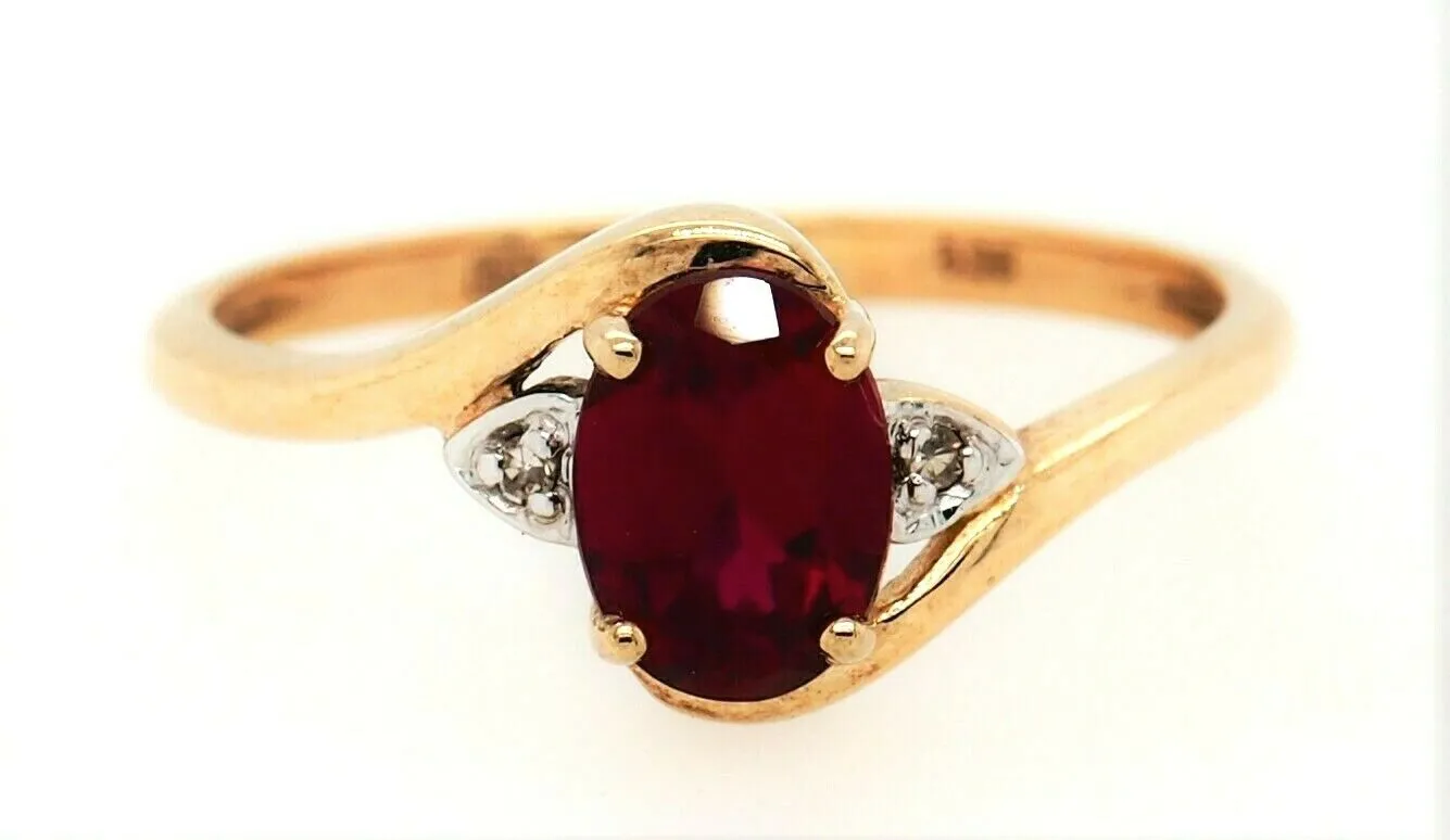 Ruby & Diamond 9ct Yellow Gold Ring