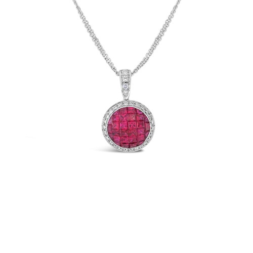 Ruby & Diamond Round Pendant