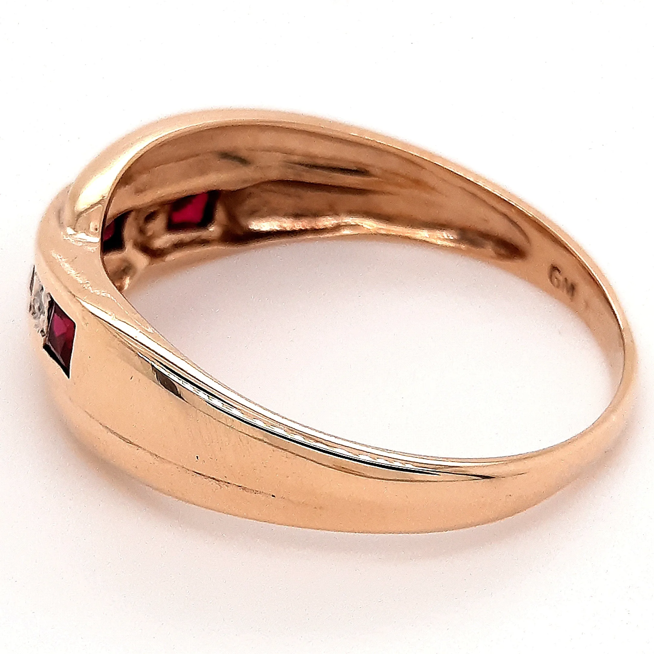 Ruby & Diamond Yellow Gold Crossover Ring